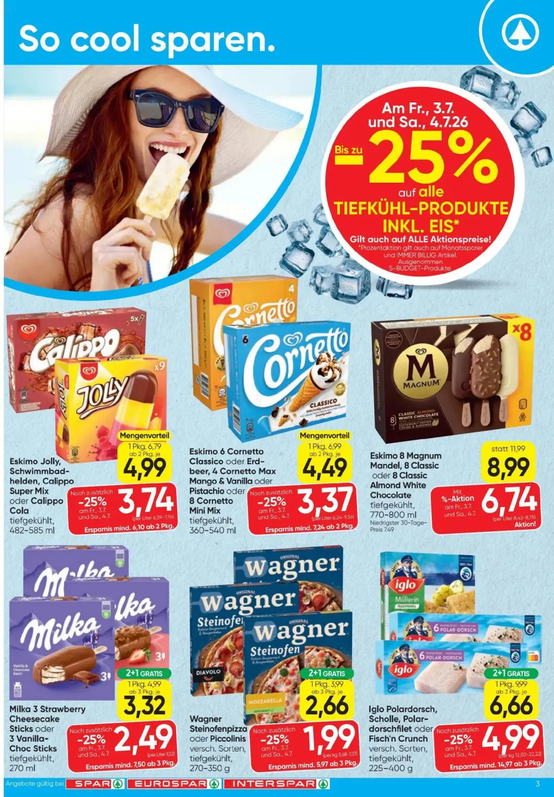 Spar Prospekt, Seite 3 von 24 — Eskimo 8 Magnum Mandel, 8 Classic oder 8 Classic Almond White Chocolate, Iglo Polardorsch, S…