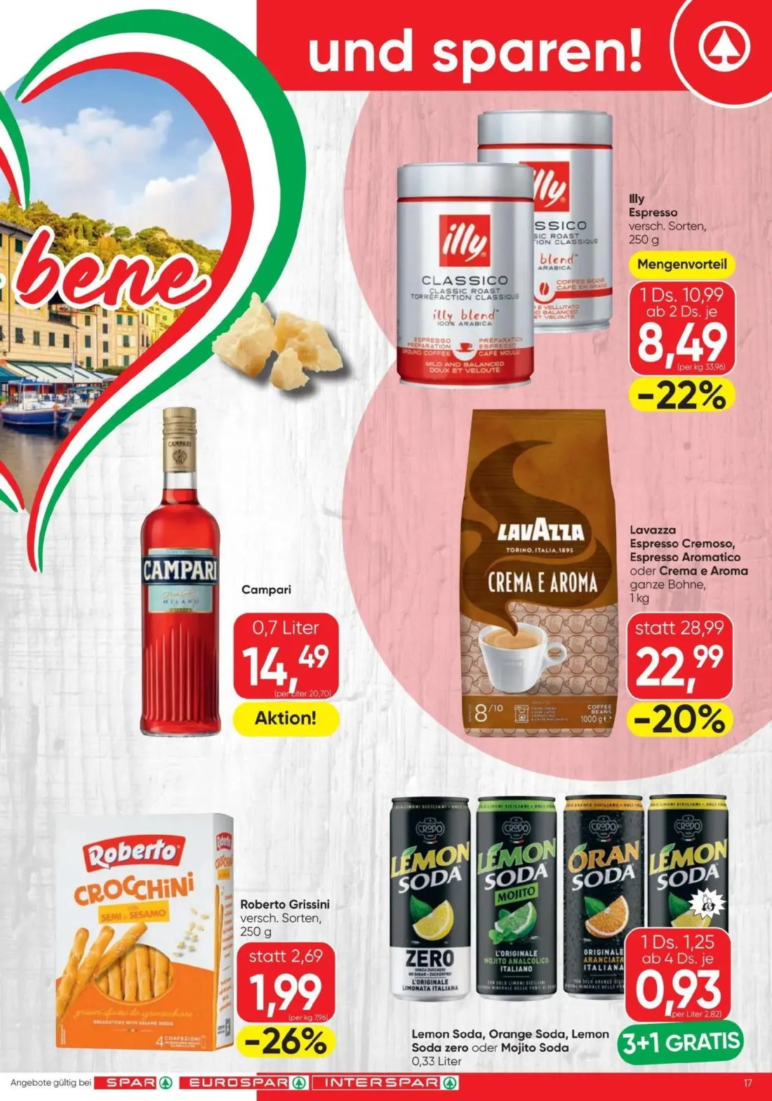 Spar Prospekt, Seite 17 von 24 — Lavazza Espresso Cremoso, Espresso Aromatico oder Crema e Aroma, Illy Espresso, Roberto Gri…
