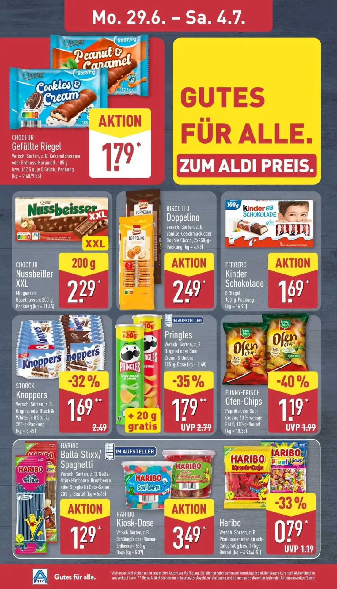 Aldi Nord Prospekt, Seite 8 von 46 — STORCK Knoppers, Haribo, CHOCEUR Gefüllte Riegel