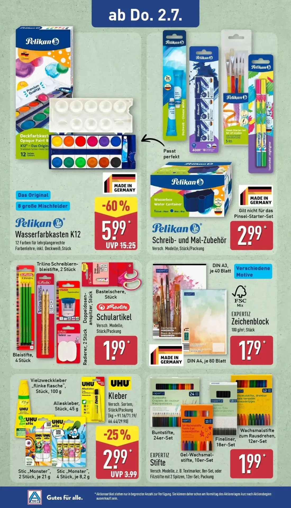 Aldi Nord Prospekt, Seite 28 von 46 — Pelikan Wasserfarbkasten K12, Pelikan Schreib- und Mal-Zubehör, Trilino Schreiblernble…