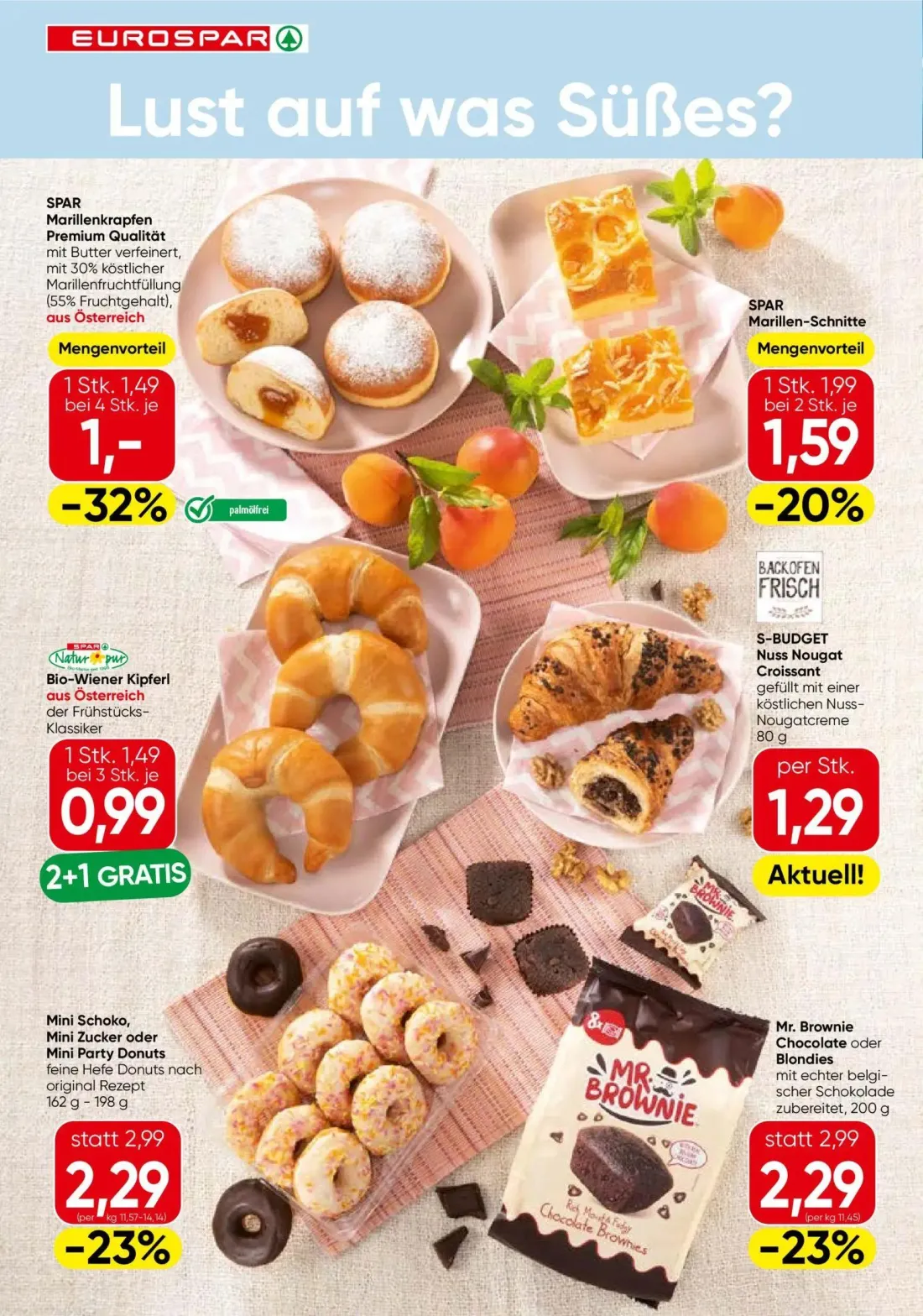 Eurospar Prospekt, Seite 6 von 16 — Mini Schoko, Mini Zucker oder Mini Party Donuts, Marillenkrapfen Premium Qualität, Maril…