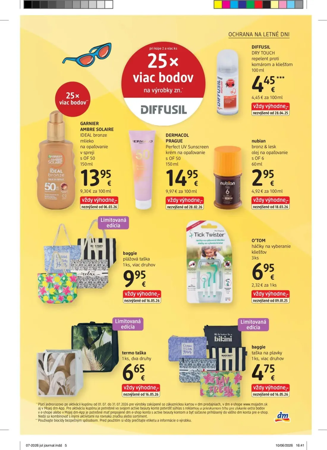 DM Drogerie leták, strana 5 z 32 — GARNIER AMBRE SOLAIRE IDEAL bronze mlieko na opaľovanie v spreji s OF 50, DERMACOL PRAGUE…
