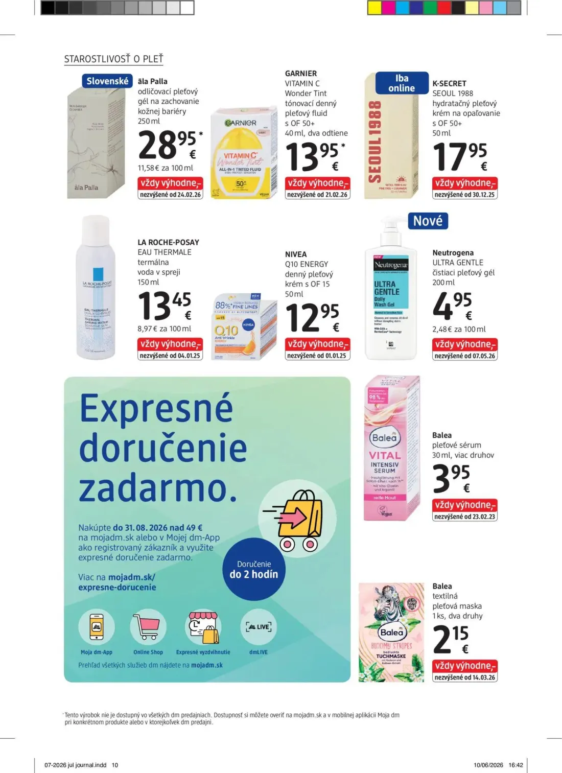 DM Drogerie leták, strana 10 z 32 — ála Palla odličovací pleťový gél na zachovanie kožnej bariéry, GARNIER VITAMIN C Wonder …