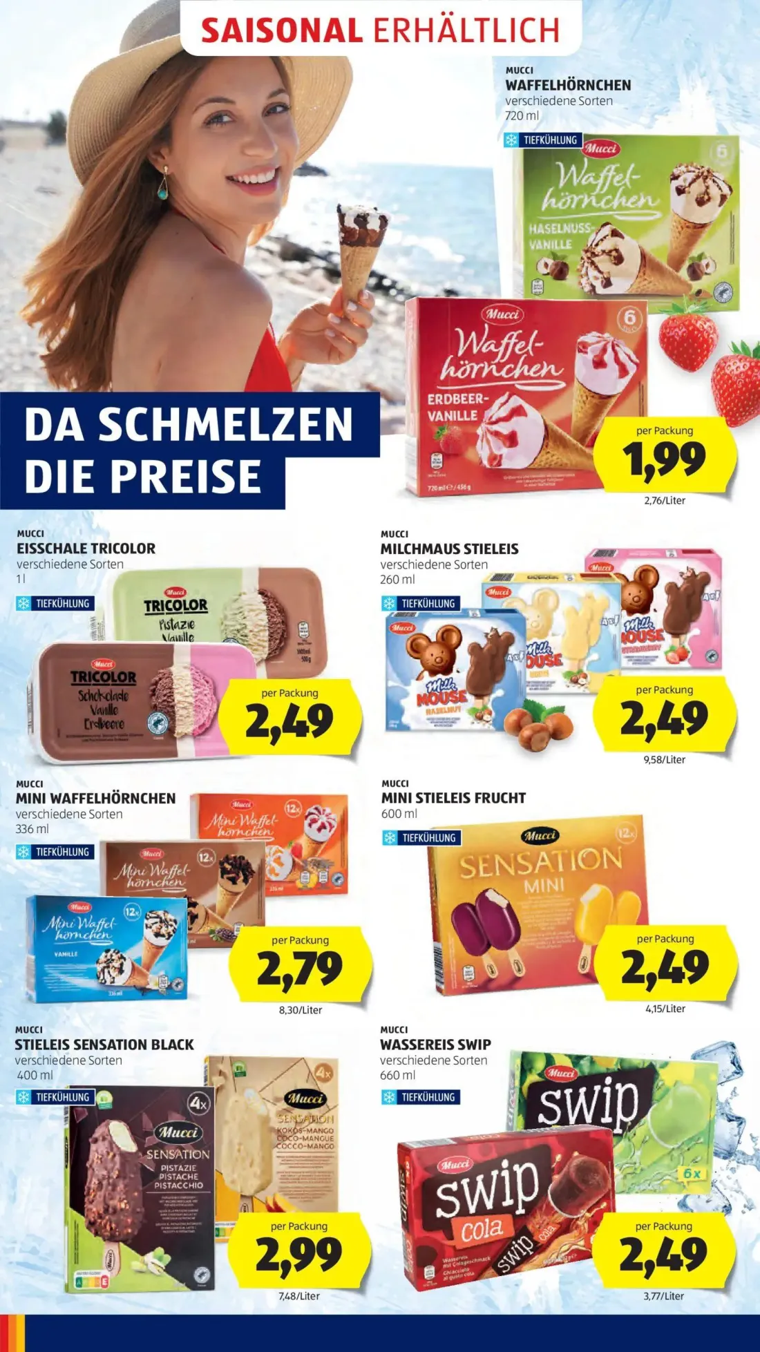 Hofer Prospekt, Seite 4 von 39 — MUCCI WAFFELHÖRNCHEN, MUCCI EISSCHALE TRICOLOR, MUCCI MILCHMAUS STIELEIS