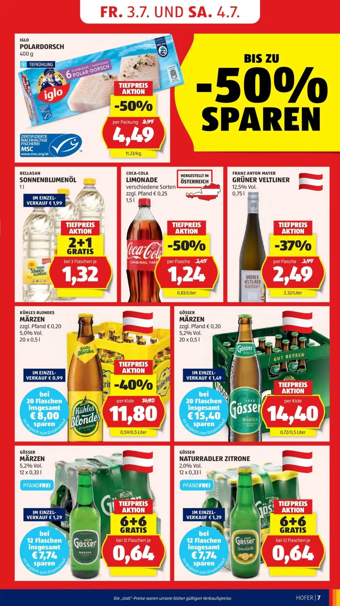 Hofer Prospekt, Seite 11 von 39 — KÜHLES BLONDES MÄRZEN, FRANZ ANTON MAYER GRÜNER VELTLINER, COCA-COLA LIMONADE