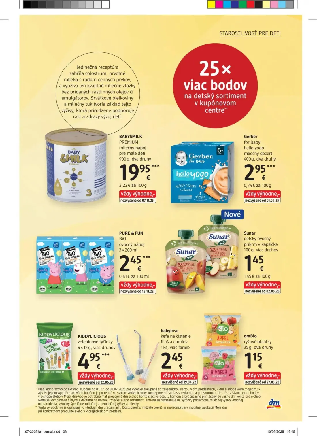 DM Drogerie leták, strana 23 z 32 — BABYSMILK PREMIUM mliečny nápoj pre malé deti, Gerber for Baby hello yogo mliečny dezert…
