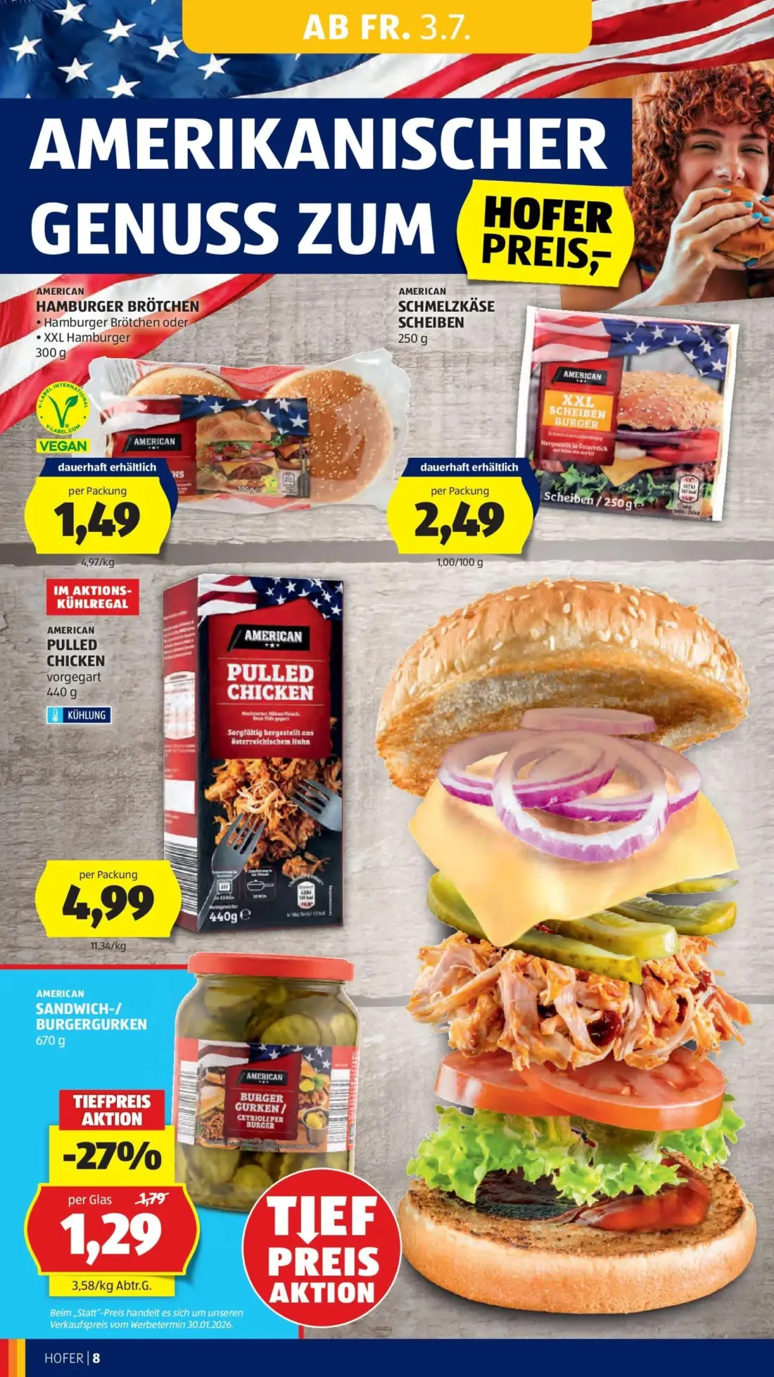Hofer Prospekt, Seite 12 von 39 — SANDWICH-/ BURGERGURKEN, HAMBURGER BRÖTCHEN, SCHMELZKÄSE SCHEIBEN