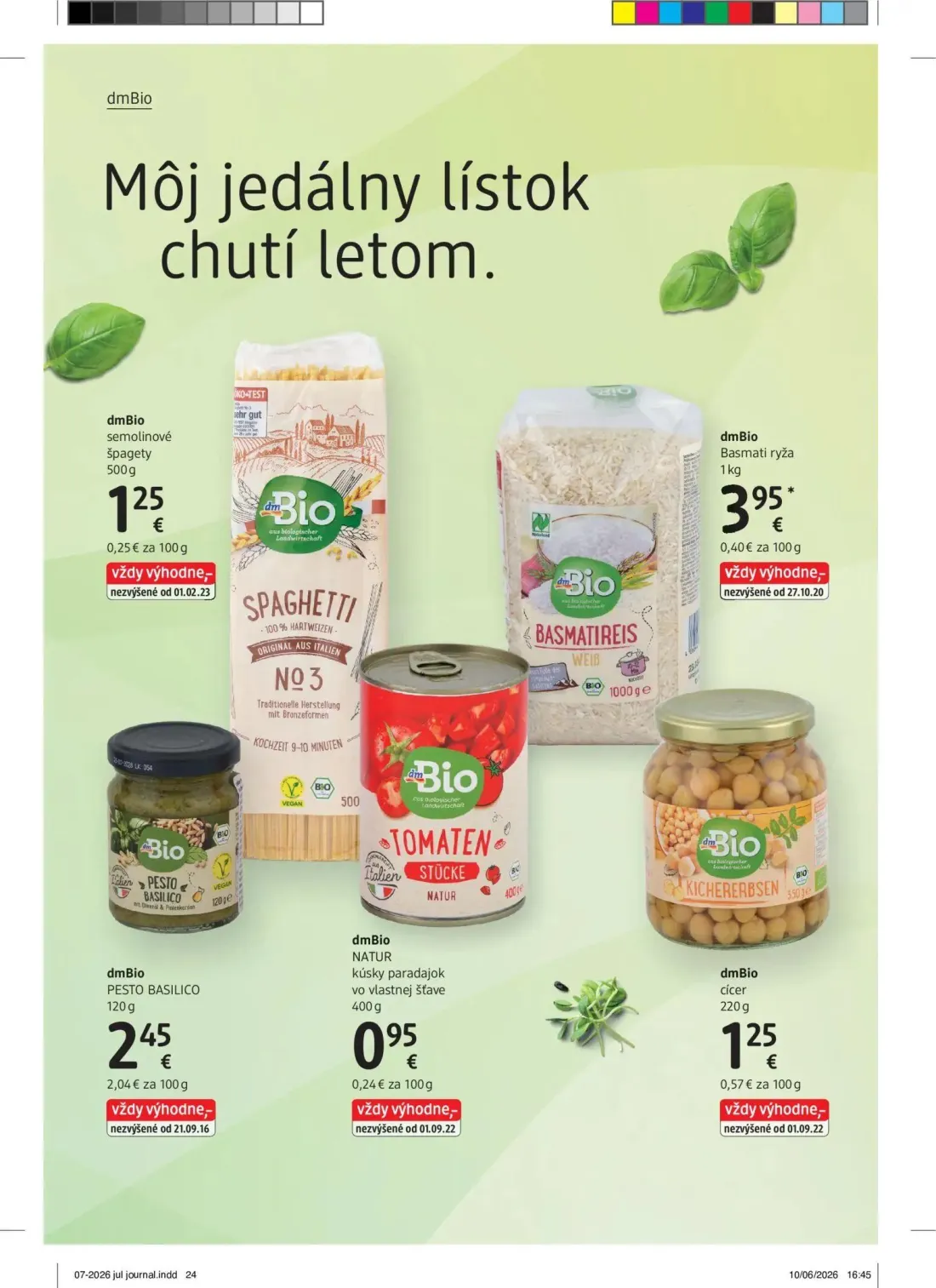 DM Drogerie leták, strana 24 z 32 — dmBio semolinové špagety, dmBio Basmati ryža, dmBio PESTO BASILICO