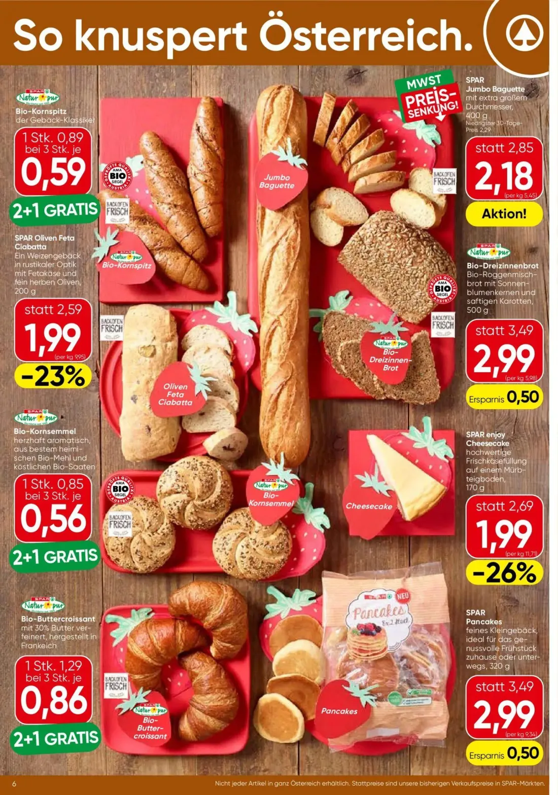 Spar Prospekt, Seite 6 von 24 — Cheesecake, Jumbo Baguette, Oliven Feta Ciabatta