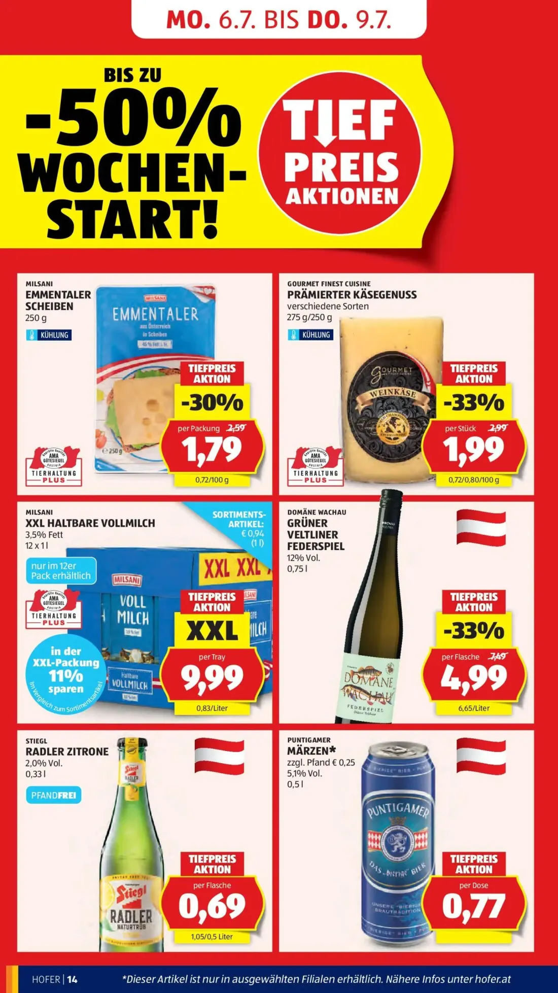 Hofer Prospekt, Seite 18 von 39 — DOMÄNE WACHAU GRÜNER VELTLINER FEDERSPIEL, GOURMET FINEST CUISINE PRÄMIERTER KÄSEGENUSS, M…