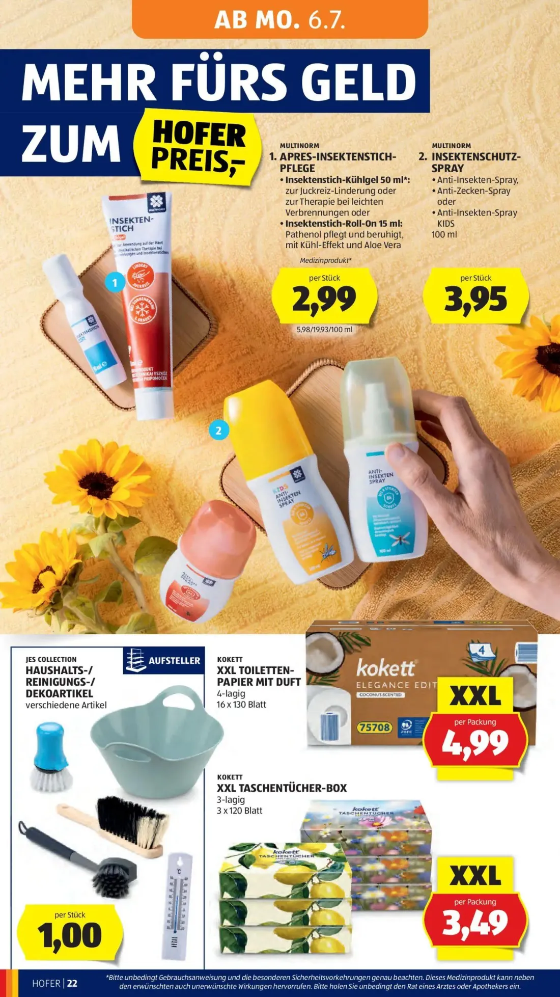 Hofer Prospekt, Seite 28 von 39 — APRES-INSEKTENSTICH-PFLEGE, INSEKTENSCHUTZ-SPRAY, HAUSHALTS-/ REINIGUNGS-/ DEKOARTIKEL