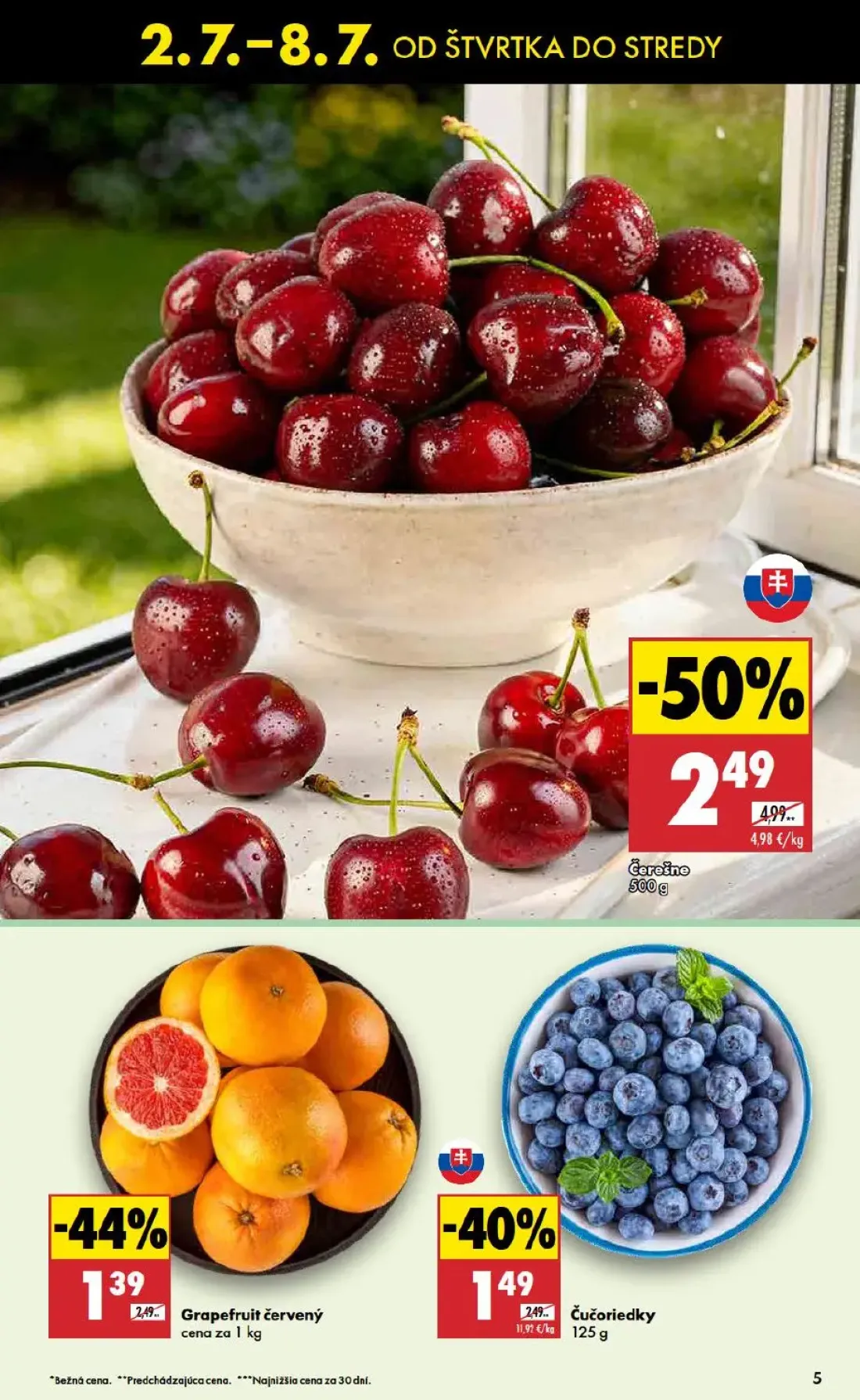 Biedronka leták, strana 5 z 48 — Čerešne, Grapefruit červený, Čučoriedky