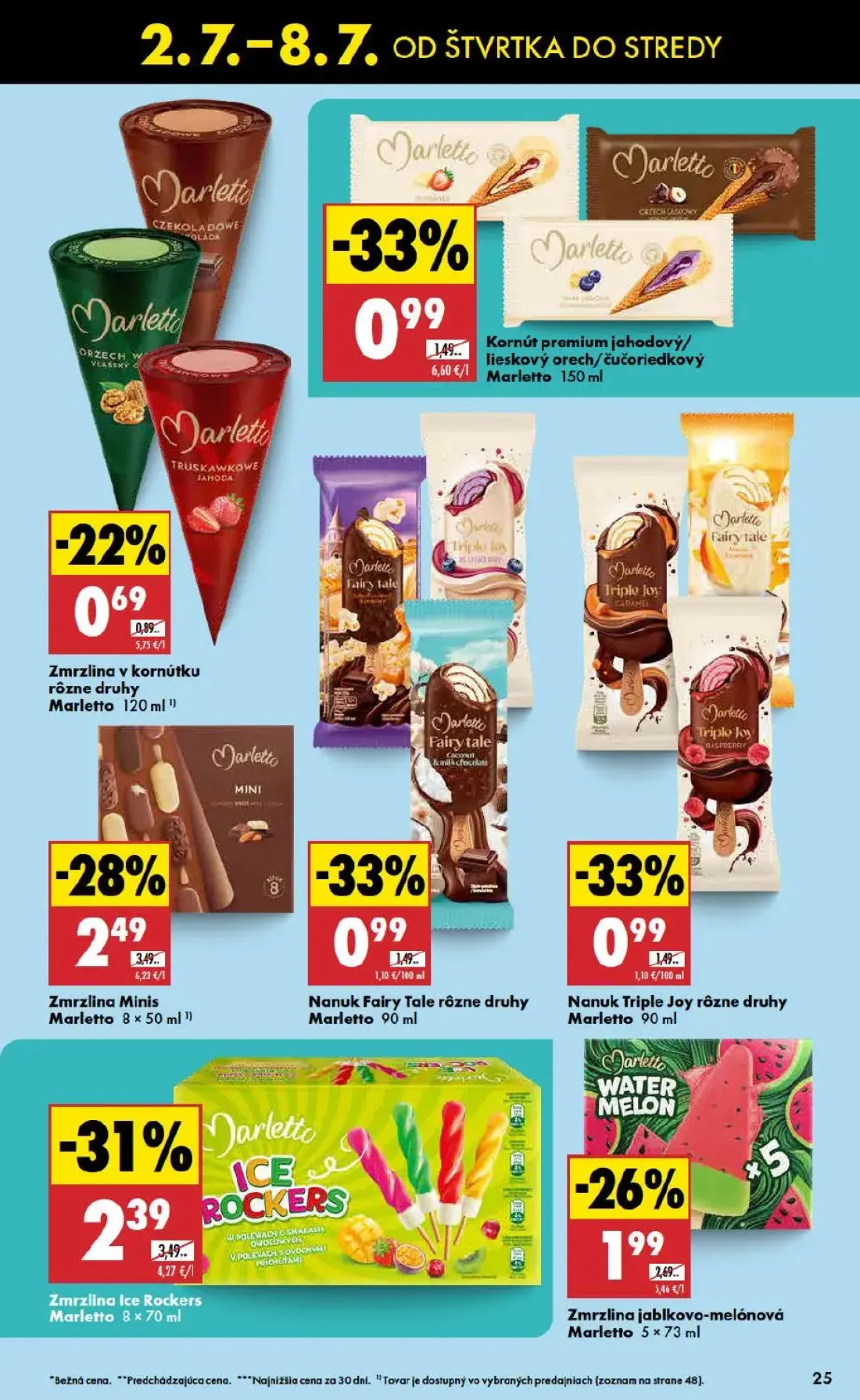 Biedronka leták, strana 25 z 48 — Zmrzlina Ice Rockers Marletto, Zmrzlina Minis Marletto, Zmrzlina jablkovo-melónová Marletto