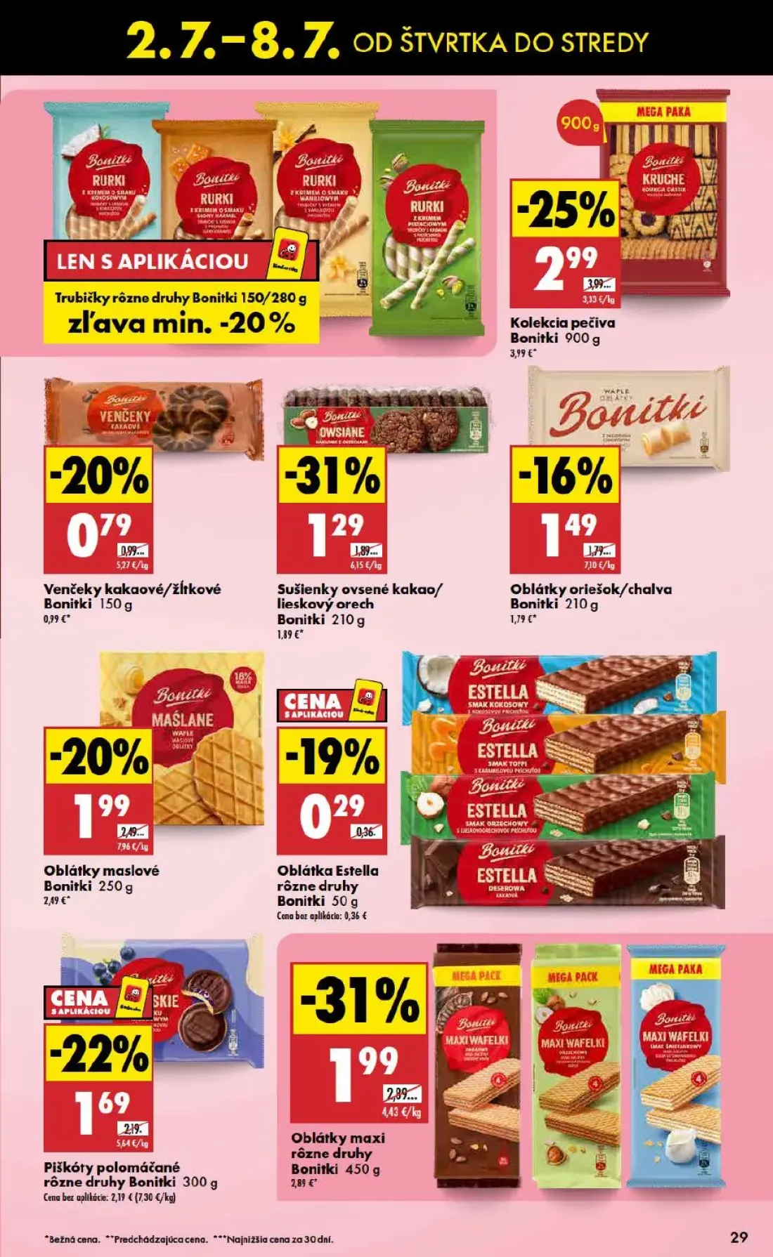 Biedronka leták, strana 29 z 48 — Kolekcia pečiva Bonitki, Oblátky maxi rôzne druhy Bonitki, Sušienky ovsené kakao/lieskový …