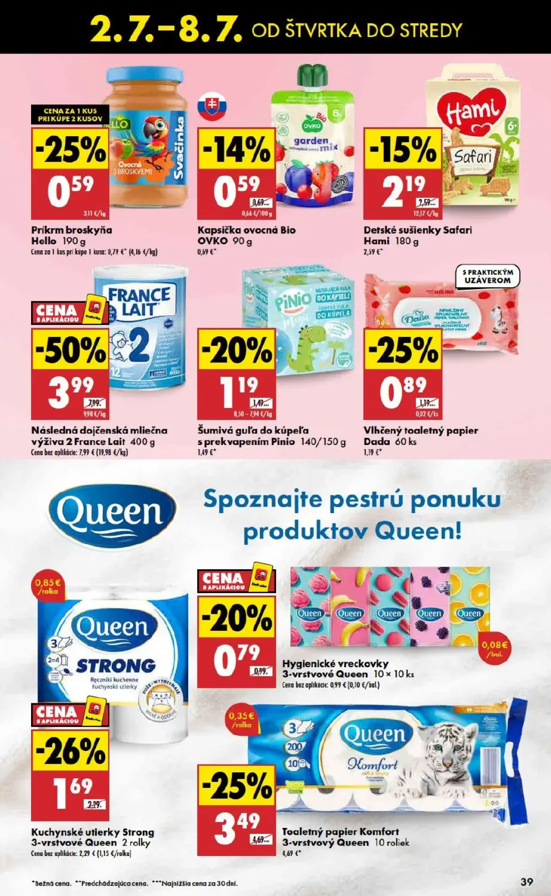 Biedronka leták, strana 39 z 48 — Toaletný papier Komfort 3-vrstvový Queen, Kuchynské utierky Strong 3-vrstvové Queen, Vlhče…