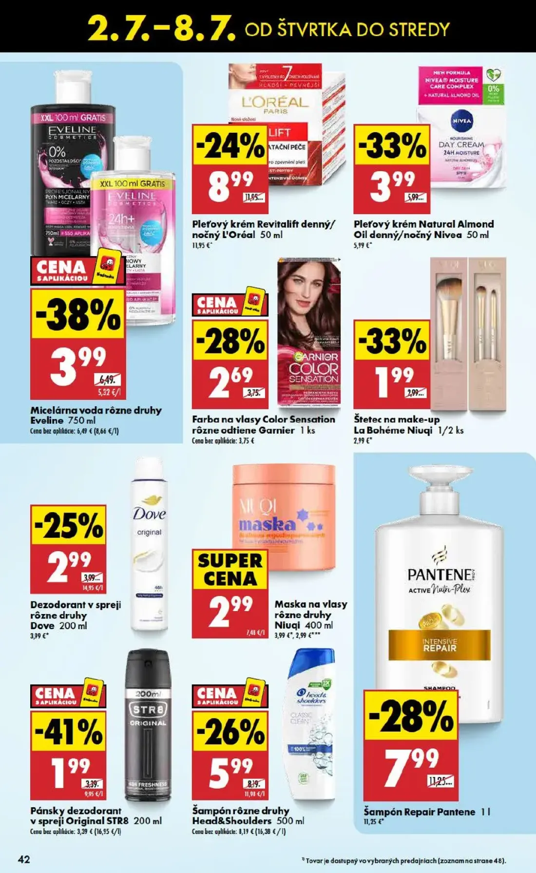 Biedronka leták, strana 42 z 48 — Šampón Repair Pantene, Pleťový krém Revitalift denný/nočný L'Oréal, Micelárna voda rôzne d…