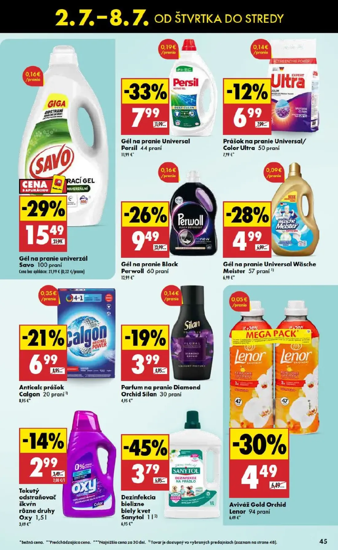 Biedronka leták, strana 45 z 48 — Gél na pranie univerzál Savo, Gél na pranie Universal Persil, Gél na pranie Black Perwoll