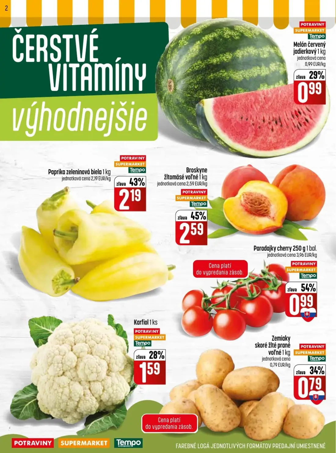 Coop Jednota leták, strana 2 z 28 — Melón červený jadierkový, Broskyne žltomäsé voľné