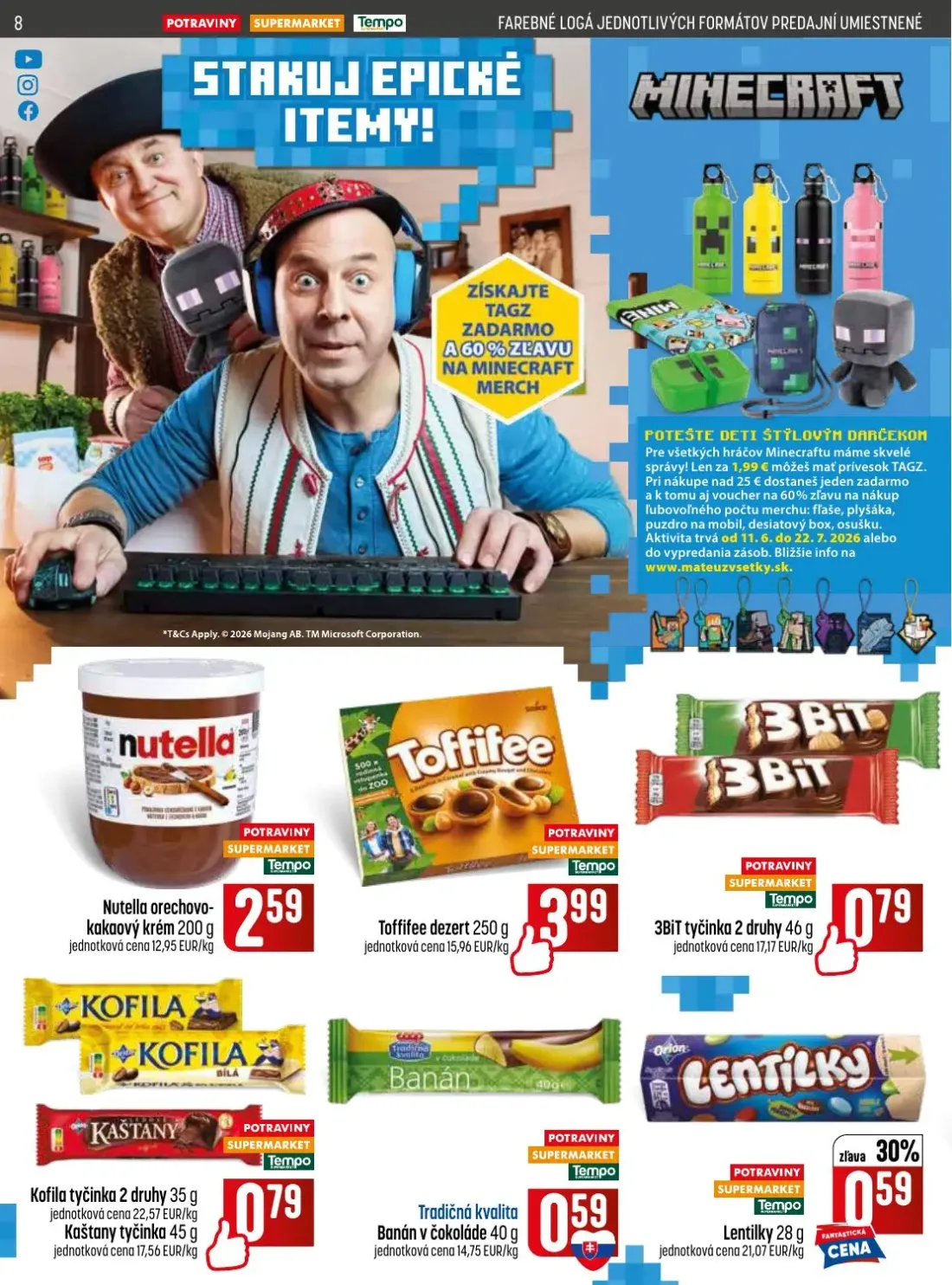 Coop Jednota leták, strana 8 z 28 — Nutella orechovo-kakaový krém, Toffifee dezert, 3BiT tyčinka 2 druhy