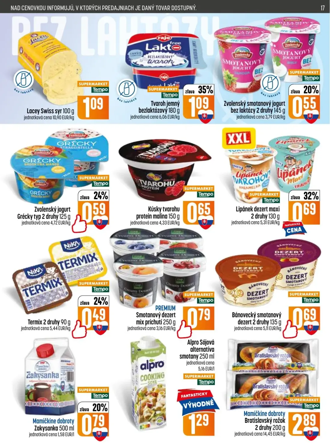 Coop Jednota leták, strana 17 z 28 — Mamičkine dobroty Zakysanka, Alpro Sójová alternatíva smotany