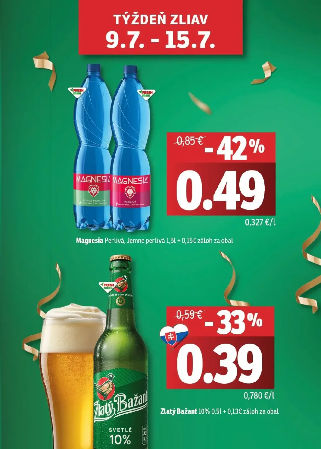Fresh východ leták, strana 3 z 54 — Magnesia Perlivá, Jemne perlivá, Zlatý Bažant 10%
