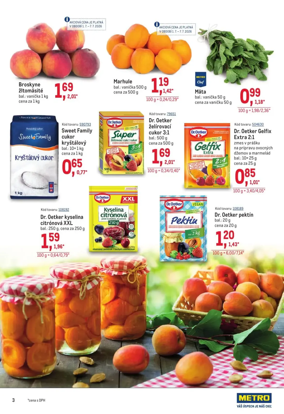 Metro leták, strana 3 z 40 — Dr. Oetker kyselina citrónová XXL, Dr. Oetker želírovací cukor 3:1, Dr. Oetker pektín