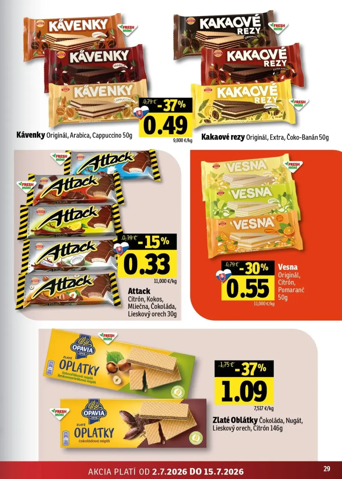 Fresh - západ leták, strana 29 z 48 — Kávenky Originál, Arabica, Cappuccino