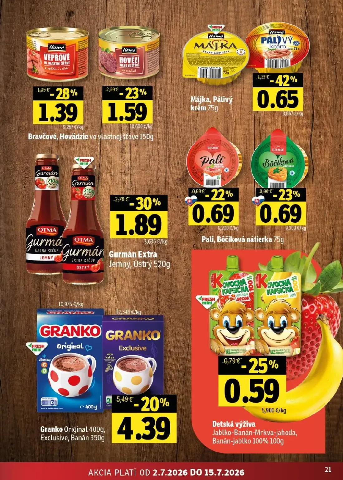 Fresh východ leták, strana 21 z 54 — Gurman Extra Jemný, Ostrý, Bravčové, Hovädzie vo vlastnej stave, Májka, Pálivý krém