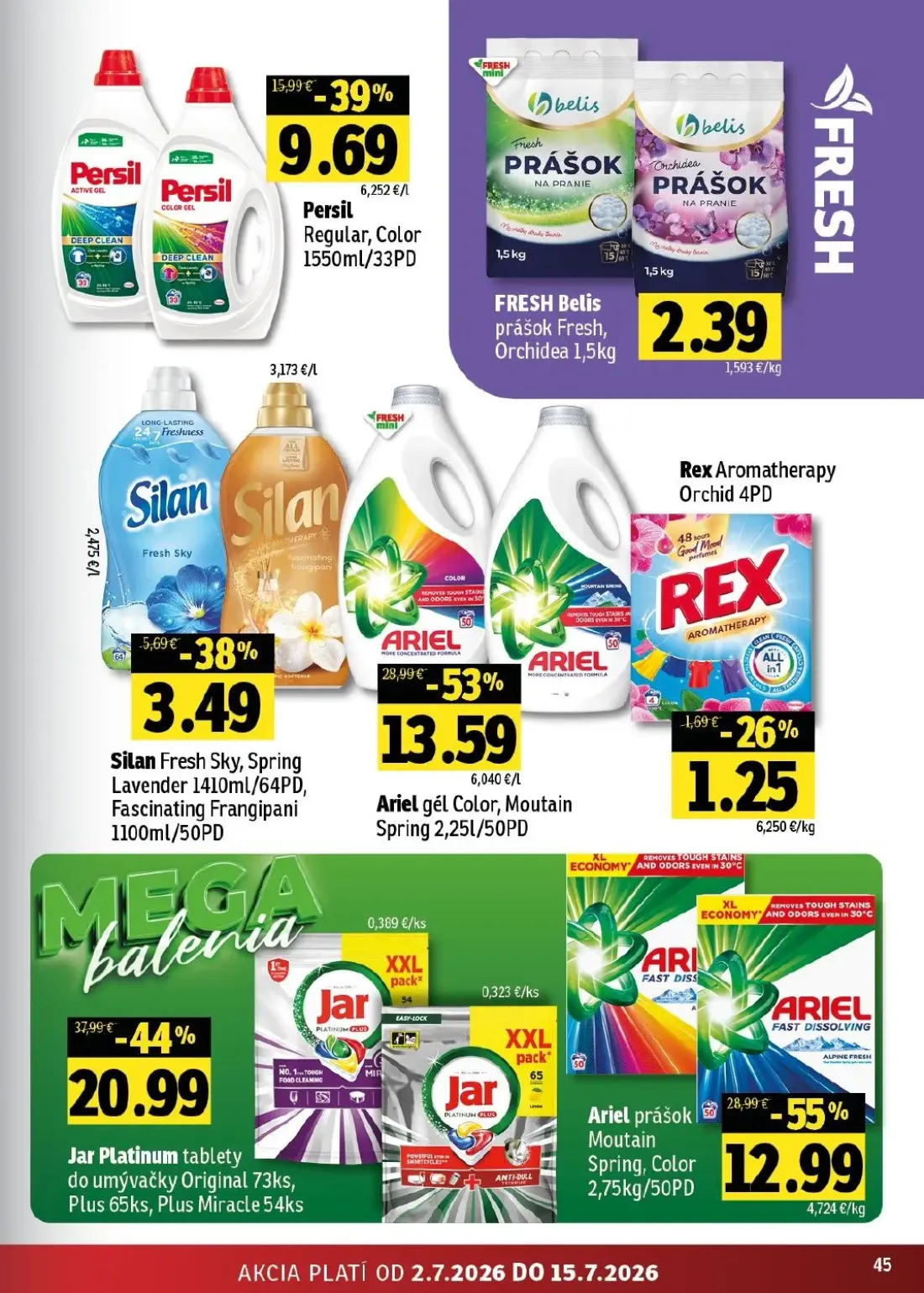 Fresh východ leták, strana 45 z 54 — Jar Platinum tablety do umývačky Original, Jar Platinum tablety do umývačky Plus, Jar P…