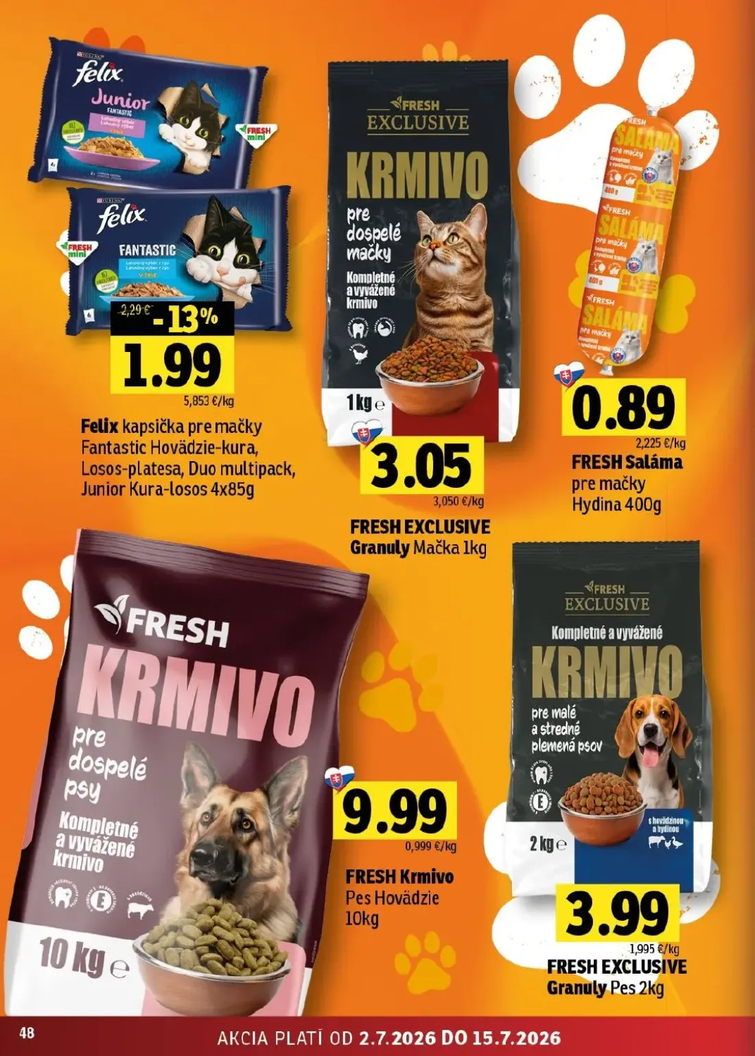 Fresh východ leták, strana 48 z 54 — Felix kapsička pre mačky Fantastic Hovädzie-kura, Losos-platesa, Duo multipack, Junior …
