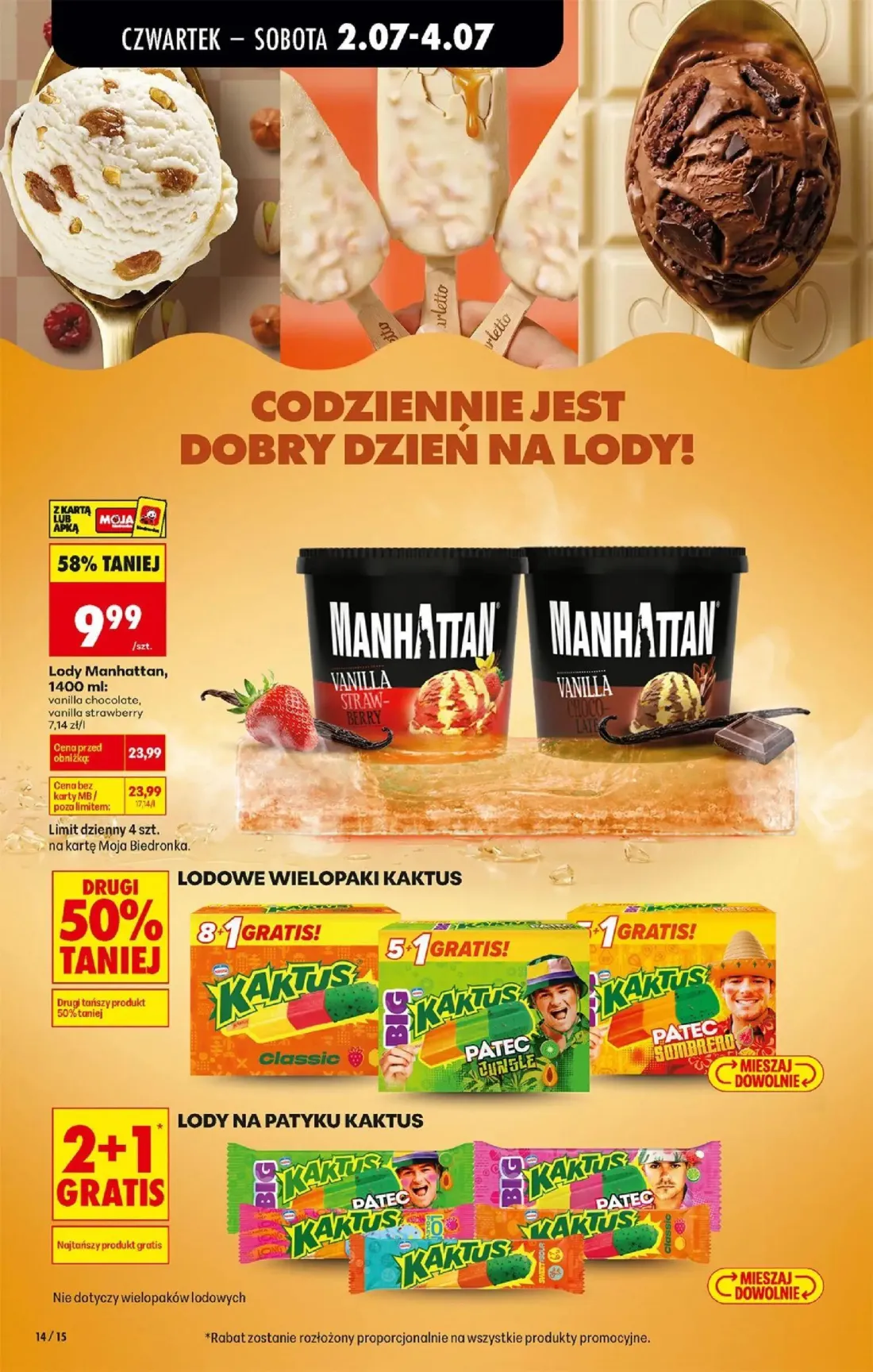 Biedronka gazetka, strona 14 z 80 — Lody Manhattan, vanilla chocolate, vanilla strawberry
