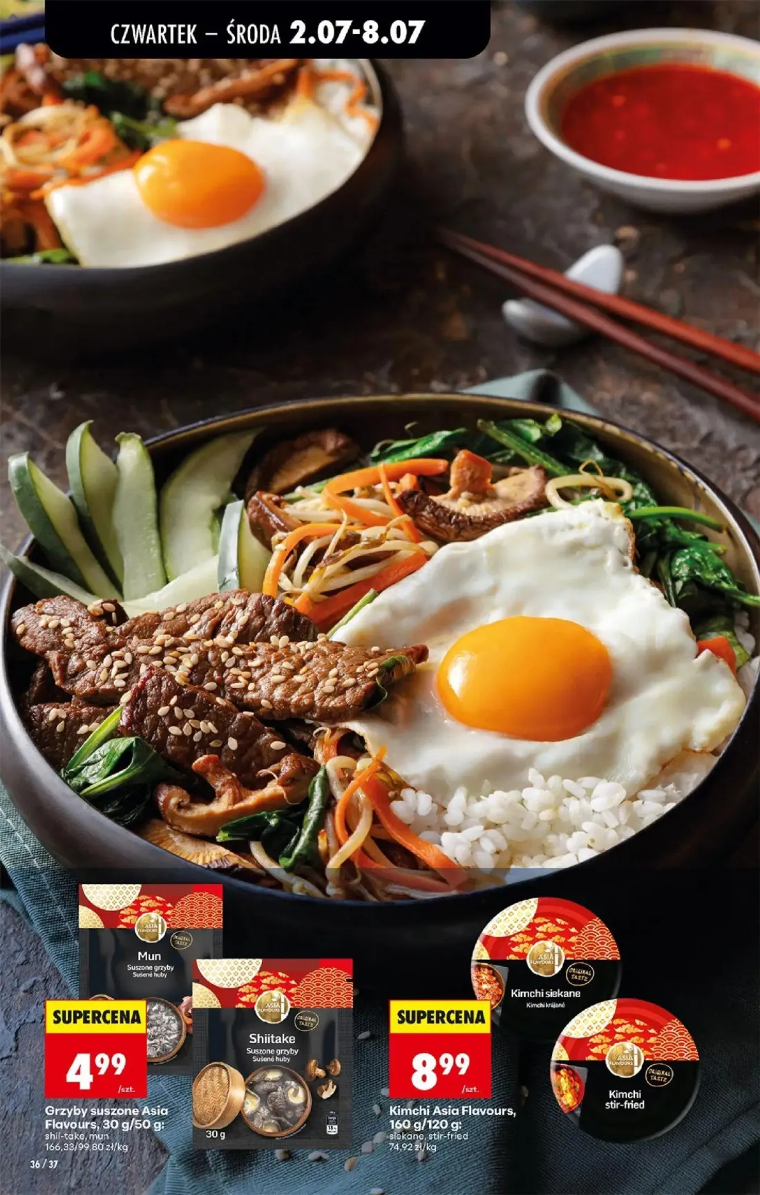 Biedronka gazetka, strona 40 z 80 — Grzyby suszone Asia Flavours, 30 g/50 g: shil-take, mun, Kimchi Asia Flavours, 160 g/120…