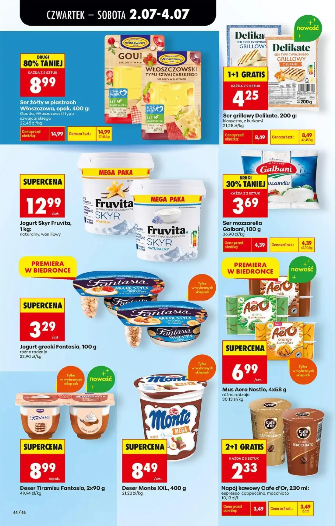 Biedronka gazetka, strona 48 z 80 — Ser żółty w plastrach Włoszczowa, Ser grillowy Delikate, Ser mozzarella Galbani