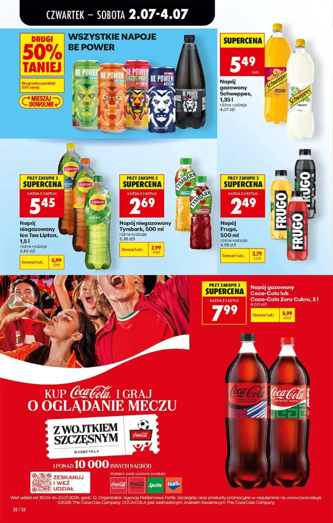 Biedronka gazetka, strona 60 z 80 — Napój gazowany Coca-Cola lub Coca-Cola Zero Cukru, Napój niegazowany Ice Tea Lipton, Nap…