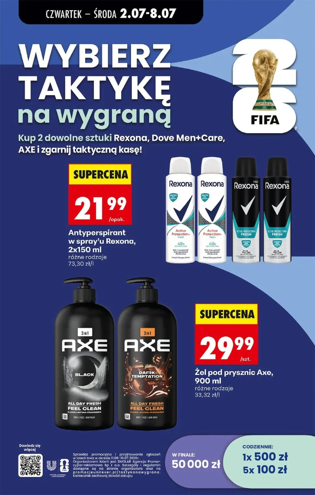 Biedronka gazetka, strona 70 z 80 — Antyperspirant w spray'u Rexona, Żel pod prysznic Axe