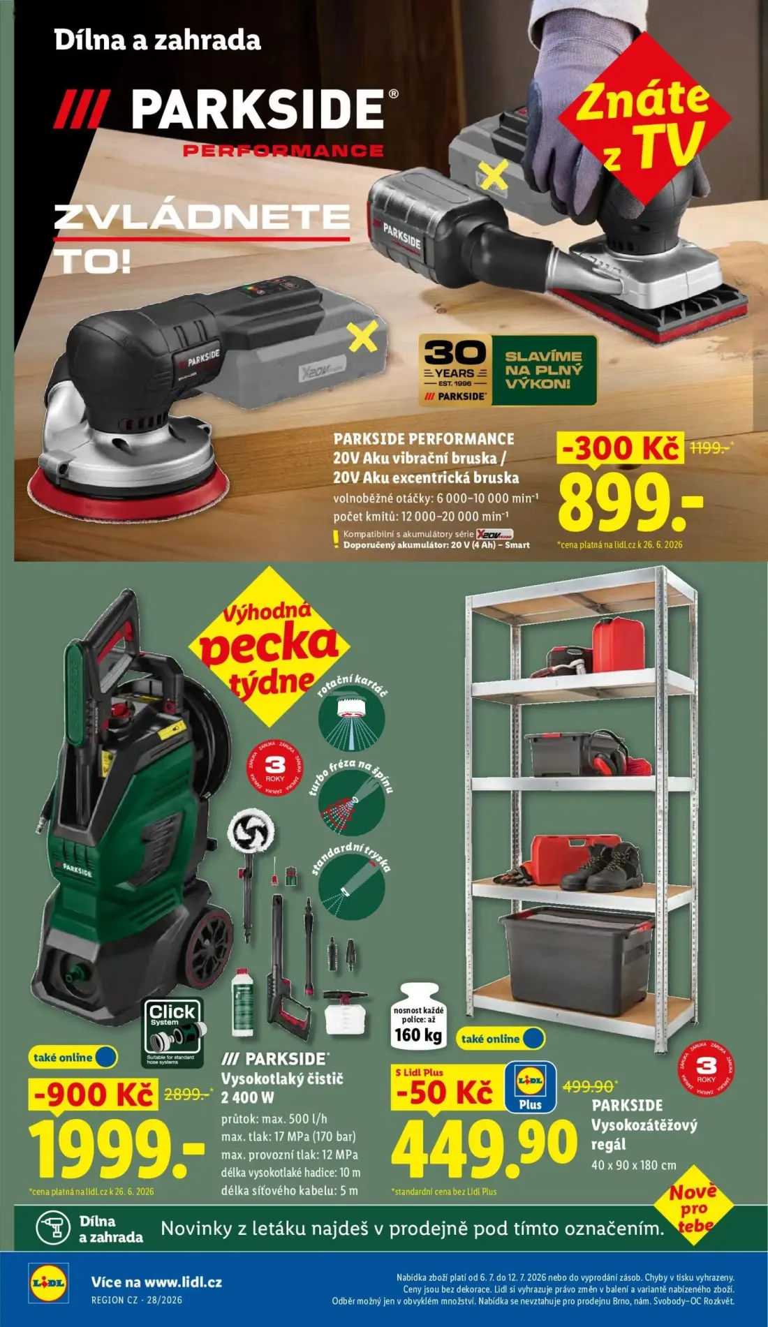 Lidl leták, strana 34 z 47 — PARKSIDE® Vysokotlaký čistič, PARKSIDE PERFORMANCE 20V Aku vibrační bruska / 20V Aku excentrick…