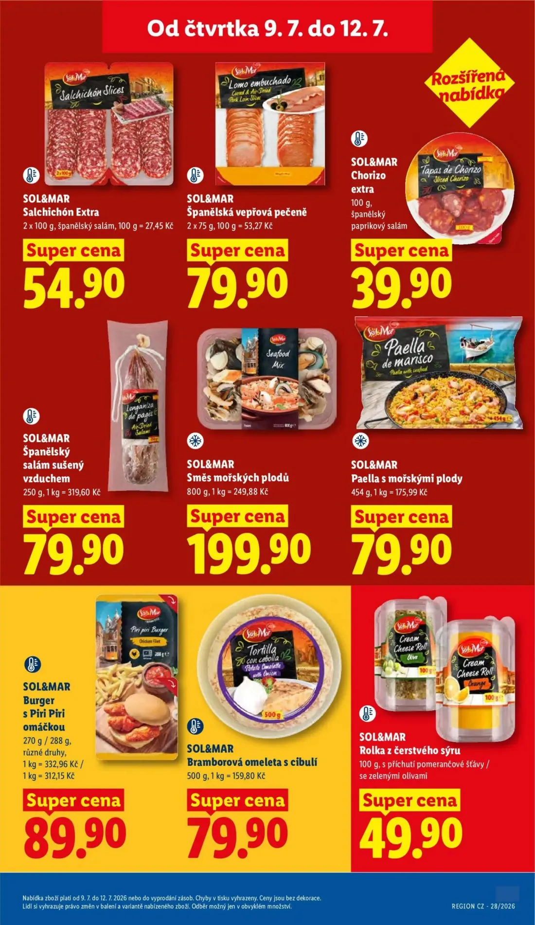 Lidl leták, strana 19 z 57 — Salchichón Extra, Španělská vepřová pečeně, Chorizo extra