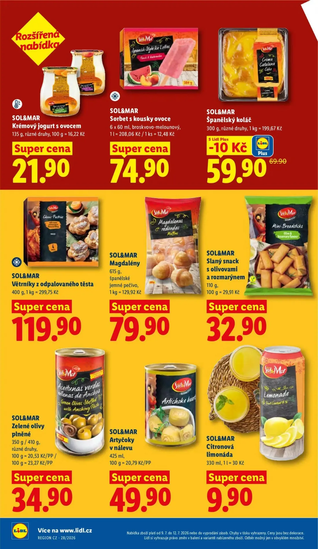 Lidl leták, strana 20 z 57 — SOL&MAR Španělský koláč, SOL&MAR Krémový jogurt s ovocem, SOL&MAR Sorbet s kousky ovoce