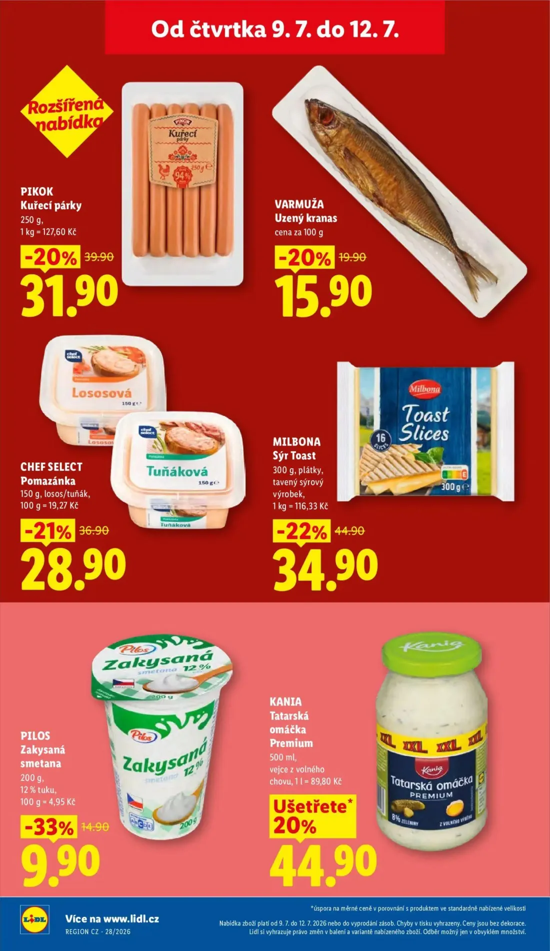 Lidl leták, strana 25 z 57 — PIKOK Kuřecí párky, KANIA Tatarská omáčka Premium