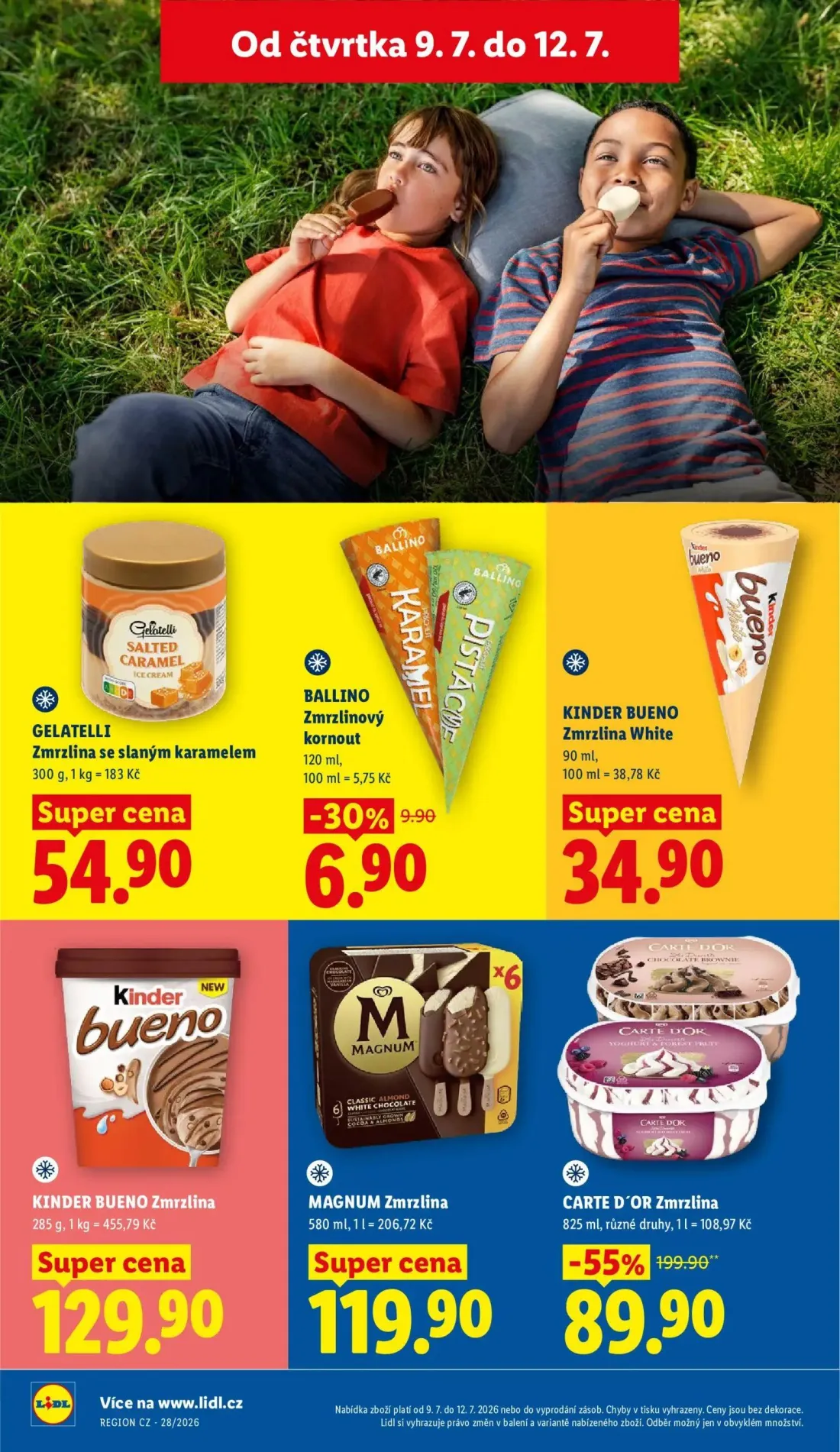 Lidl leták, strana 32 z 57 — CARTE D'OR Zmrzlina, BALLINO Zmrzlinový kornout, GELATELLI Zmrzlina se slaným karamelem