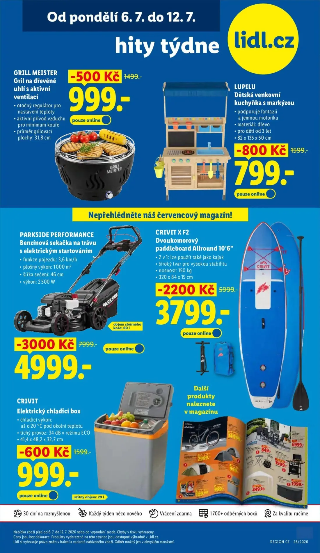Lidl leták, strana 49 z 57 — PARKSIDE PERFORMANCE Benzínová sekačka na trávu s elektrickým startováním, GRILL MEISTER Gril n…