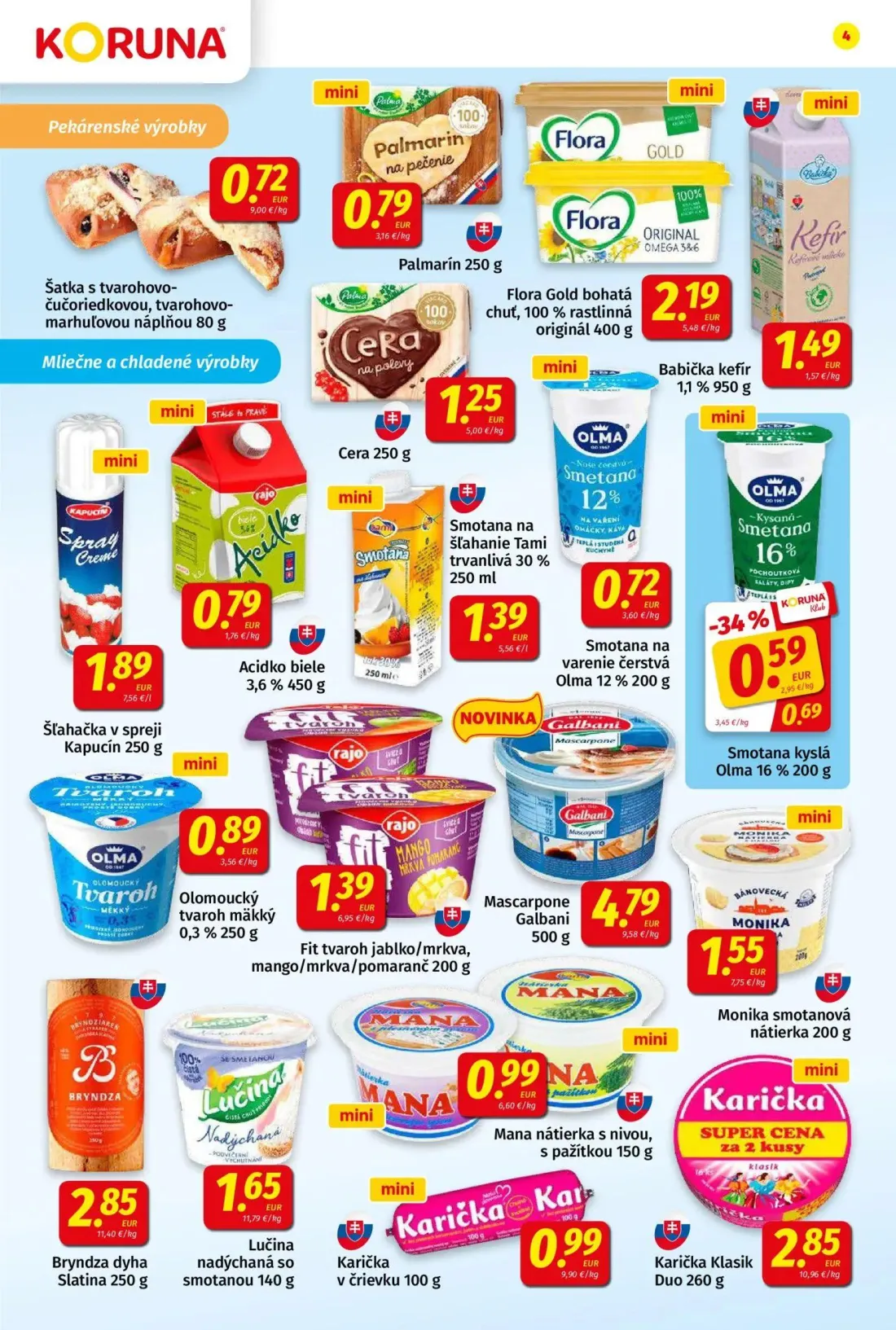 Koruna leták, strana 4 z 24 — Smotana kyslá Olma 16%, Palmarín, Flora Gold bohatá chuť, 100% rastlinná originál