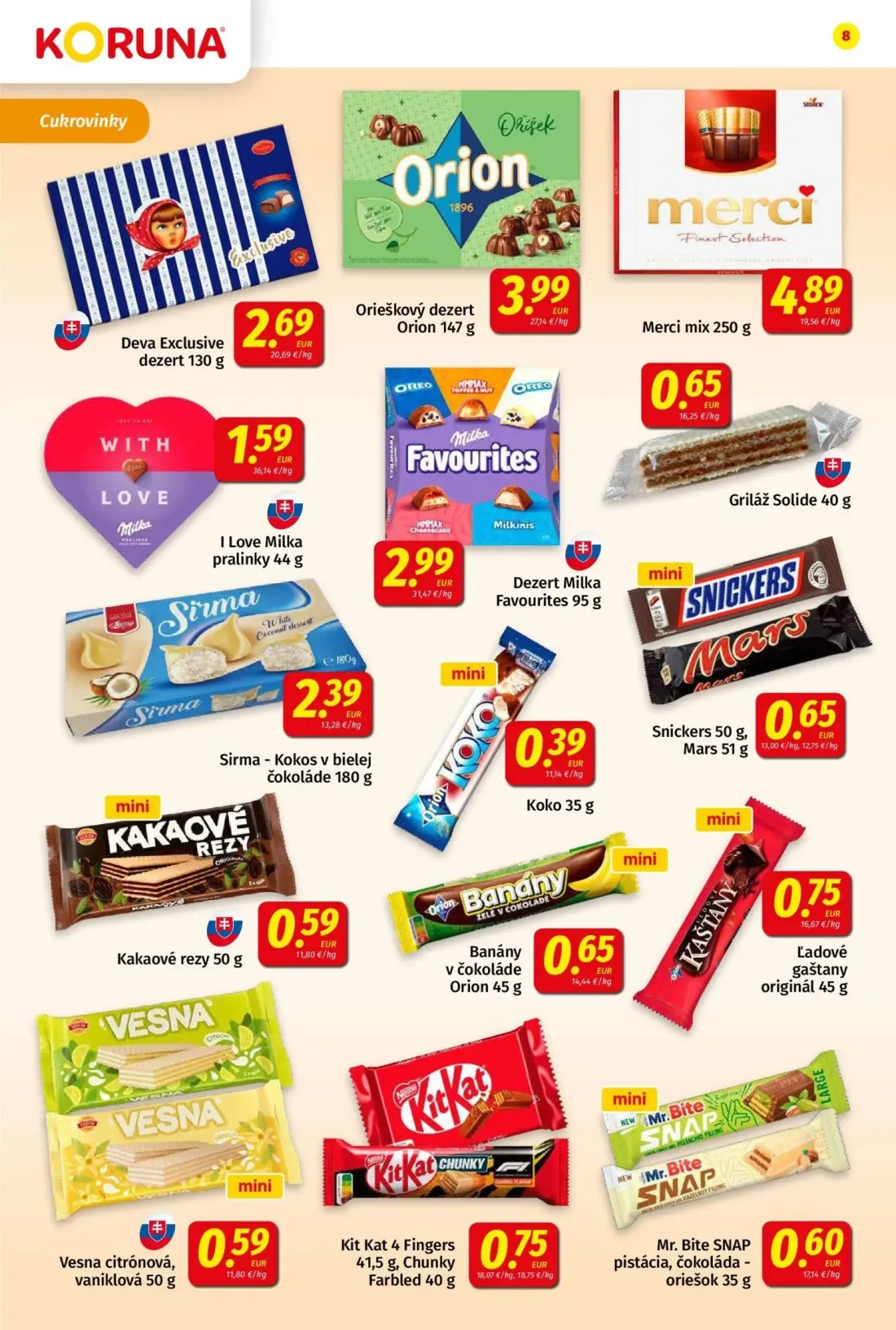 Koruna leták, strana 8 z 24 — Deva Exclusive dezert, Orieškový dezert Orion, Merci mix