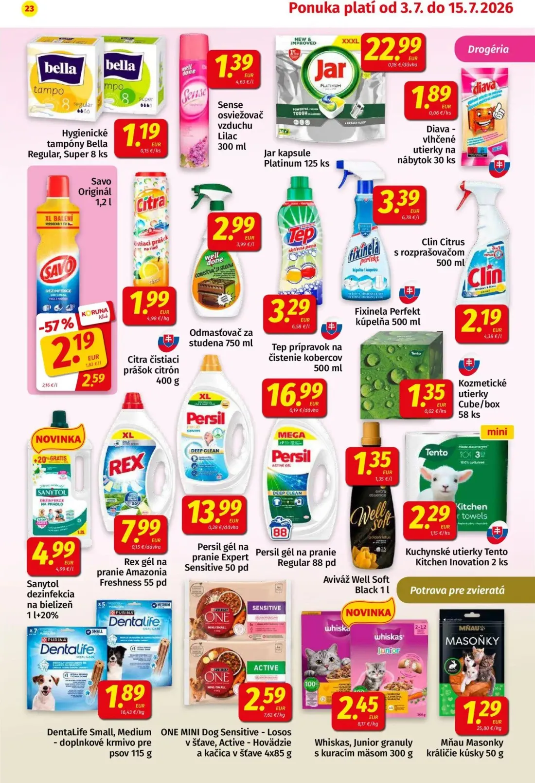 Koruna leták, strana 23 z 24 — Savo Originál, Sense osviežovač vzduchu Lilac, Jar kapsule Platinum