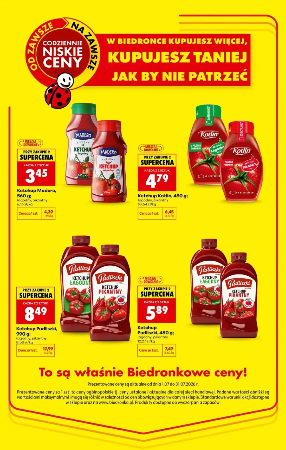 Biedronka gazetka, strona 4 z 11 — Ketchup Pudliszki, Ketchup Kotlin, Ketchup Pudliszki