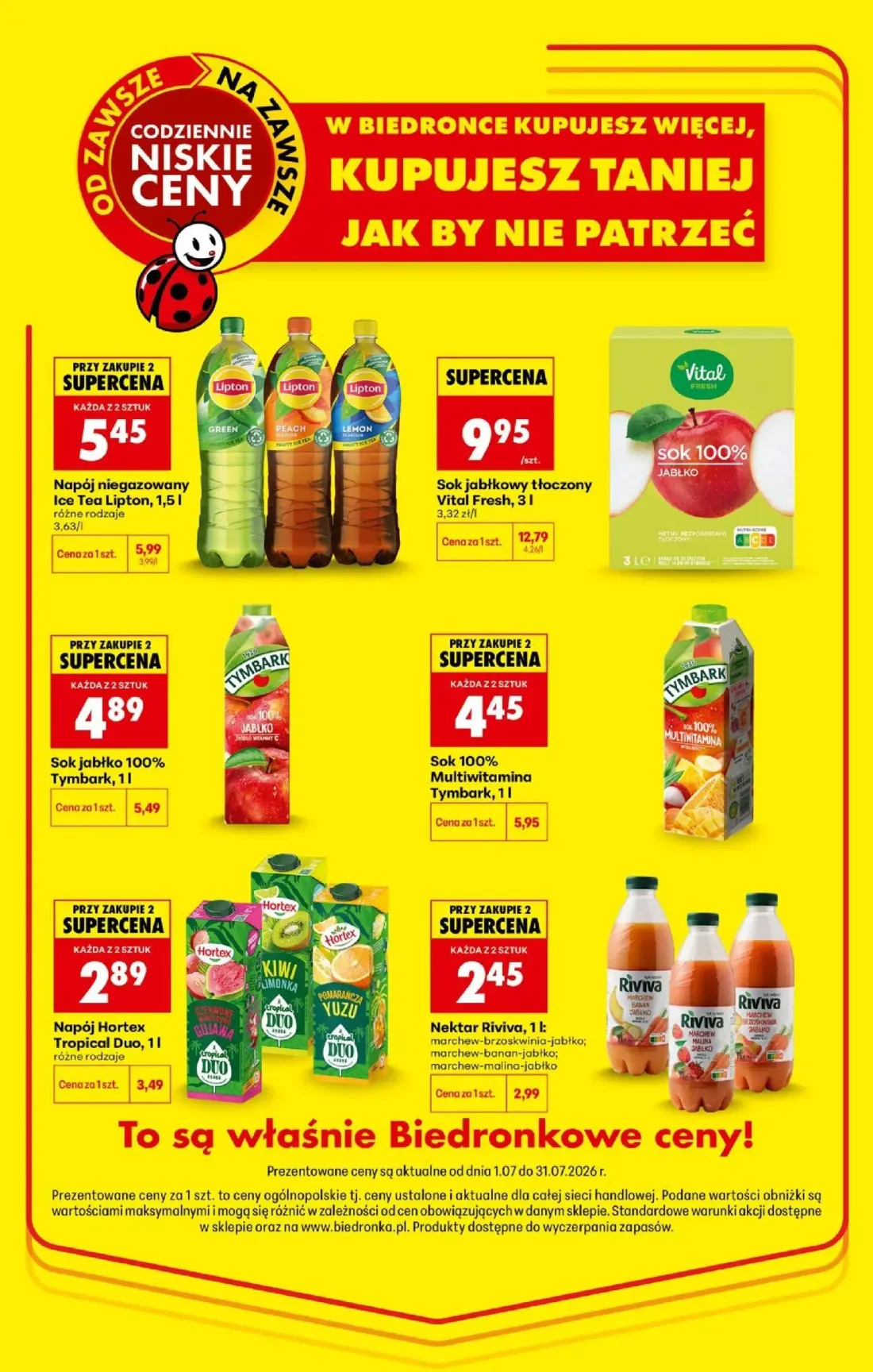 Biedronka gazetka, strona 5 z 11 — Sok jabłkowy tłoczony Vital Fresh, Sok 100% Multiwitamina Tymbark, Sok jabłko 100% Tymbark