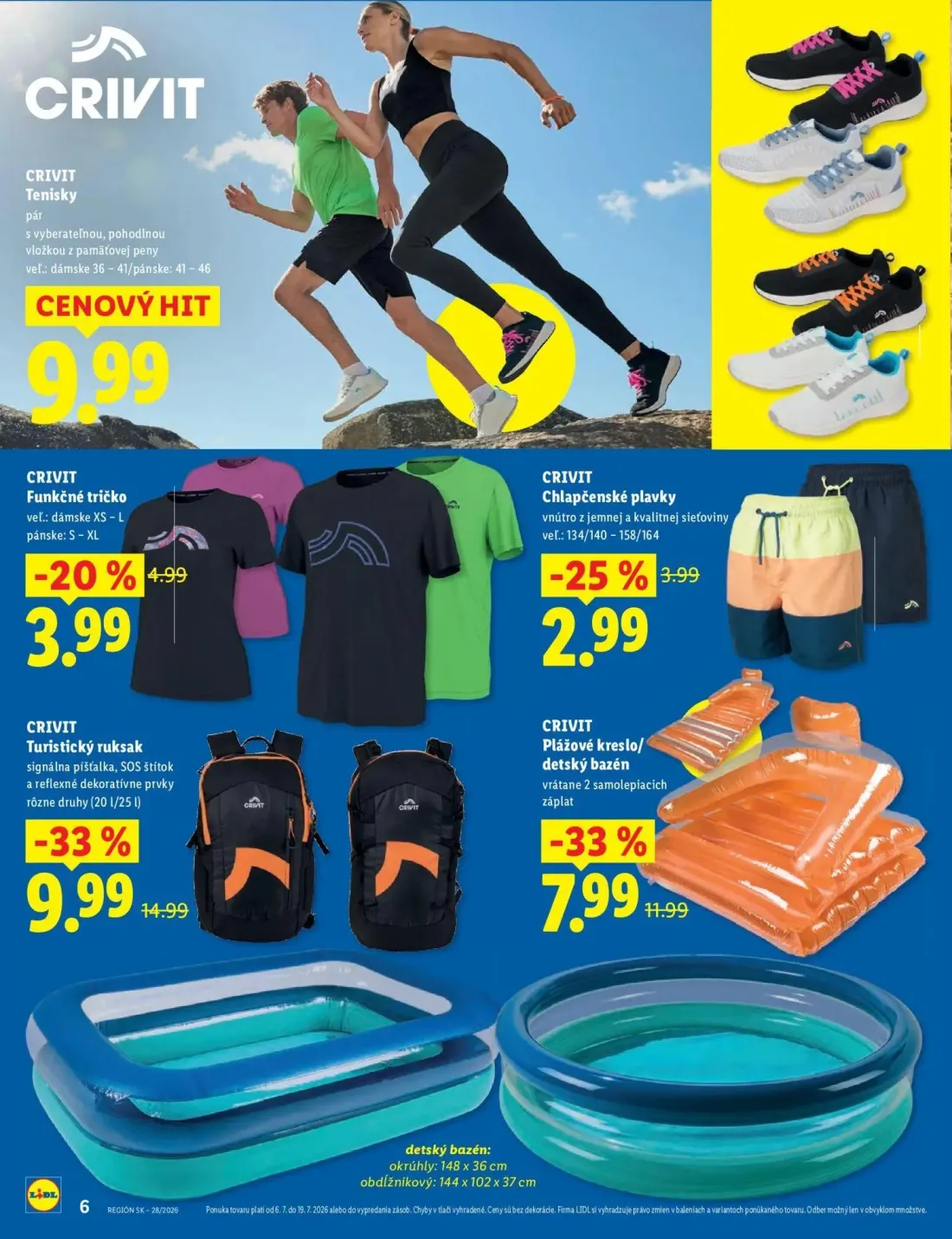 Lidl leták, strana 6 z 8 — Turistický ruksak, Plážové kreslo/ detský bazén, Funkčné tričko
