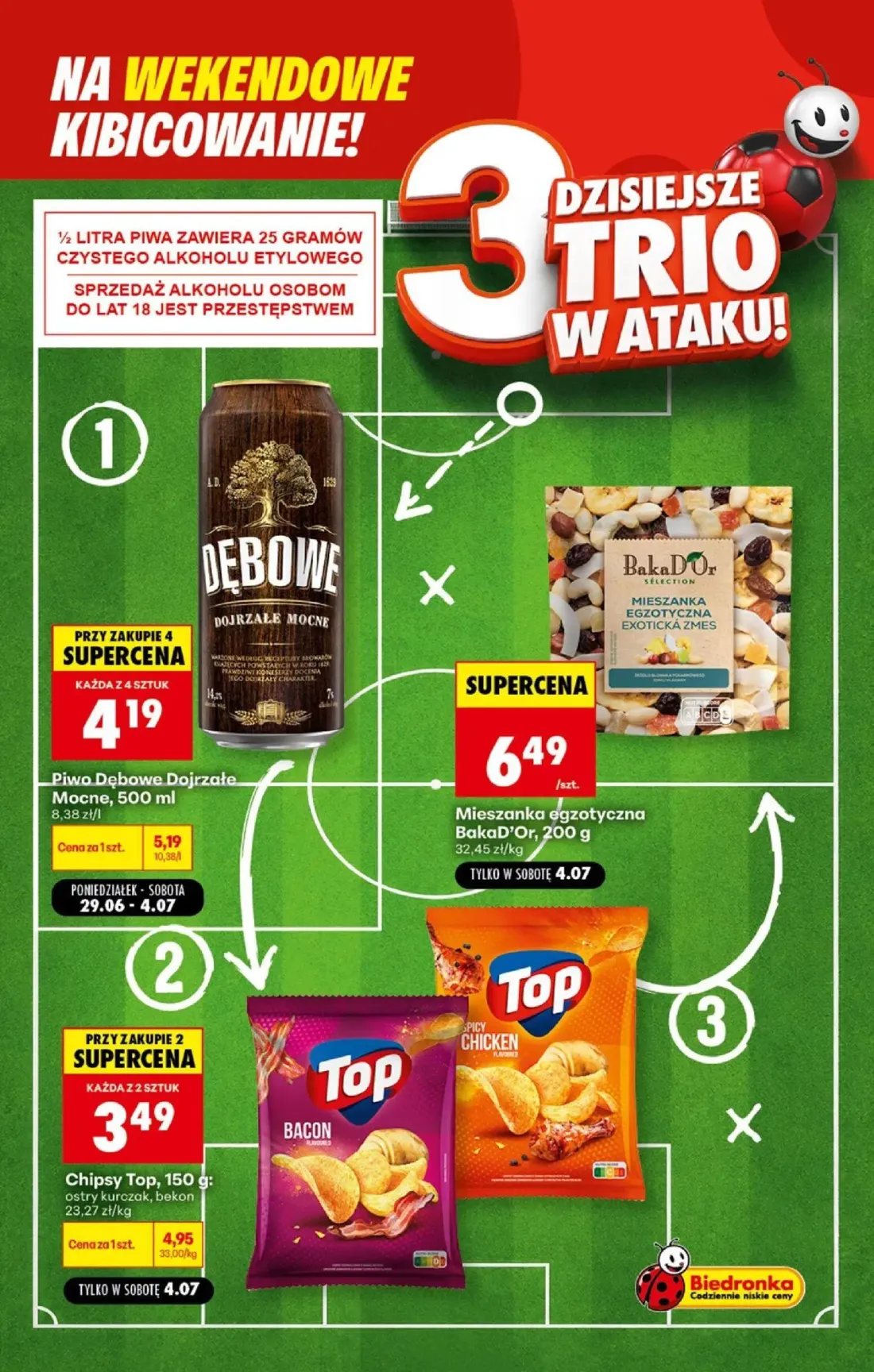 Biedronka gazetka, strona 6 z 9 — Chipsy Top: ostry kurczak, bekon, Piwo Dębowe Dojrzałe Mocne
