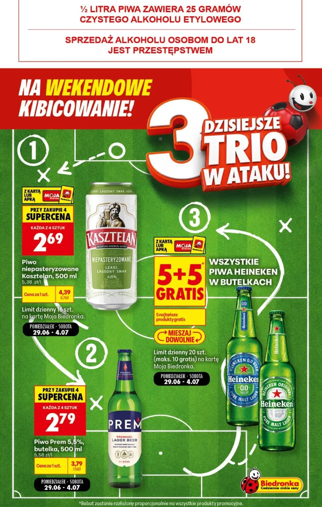 Biedronka gazetka, strona 7 z 9 — Piwo niepasteryzowane Kasztelan, Piwo Prem 5,5%