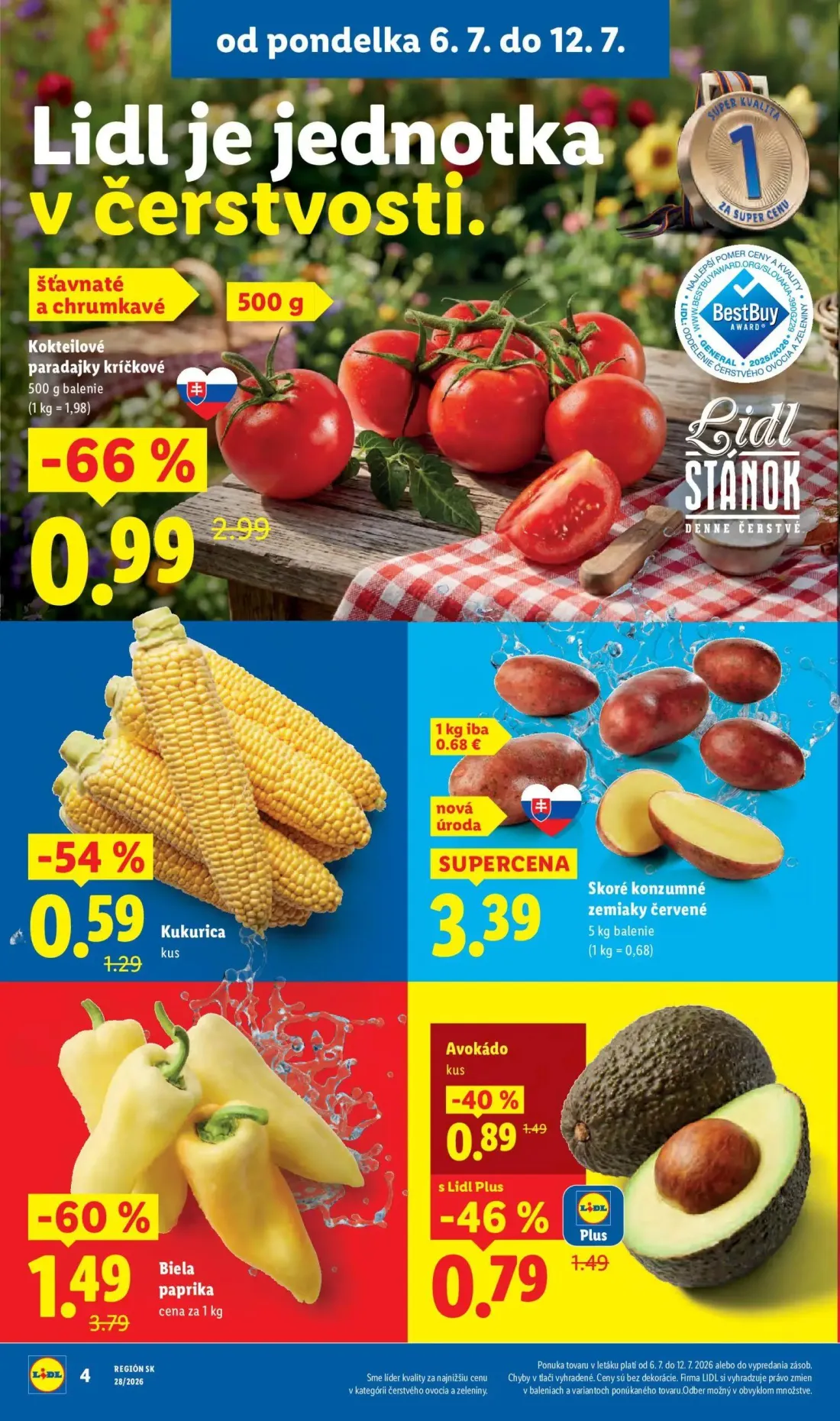 Lidl leták, strana 10 z 109 — Biela paprika, Kokteilové paradajky kríčkové, Kukurica